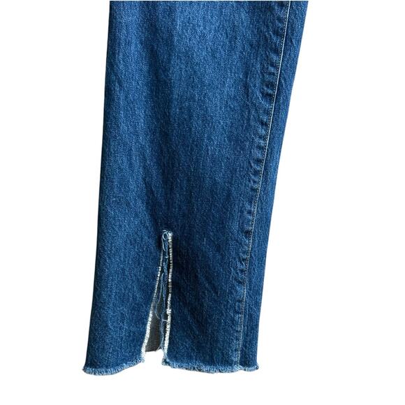 Veronica Beard Blue Denim Keane Raw Long Straight Leg Split Hem High Rise Size30 - Picture 6 of 12